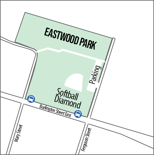 Map showing Eastwood Park and surrounding streets.
