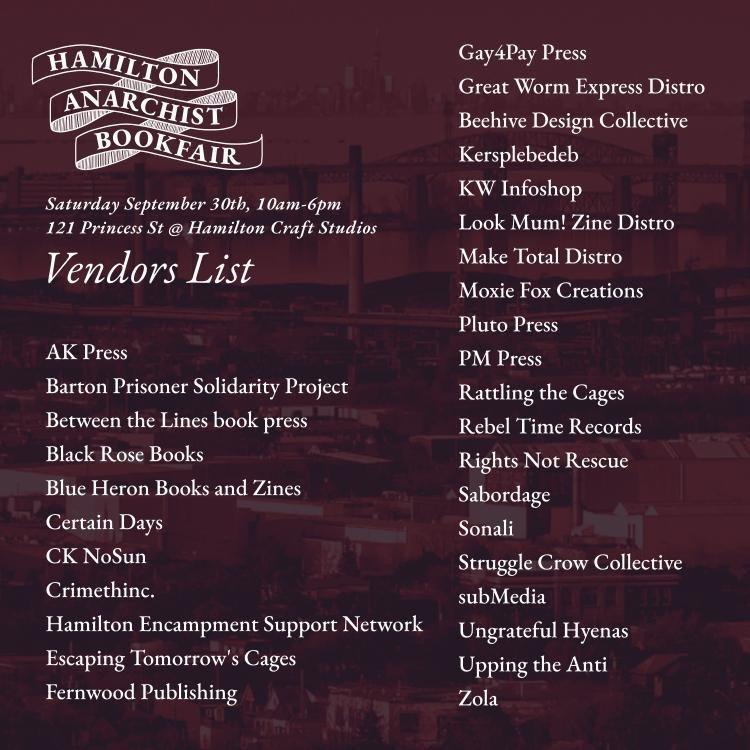 Full list of vendors (see below for text)